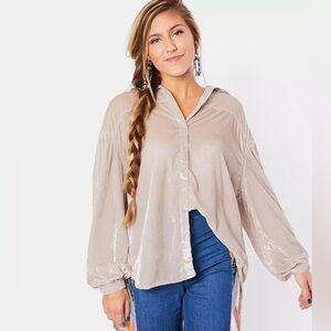 We The Free Free People Luna Velour Top Medium